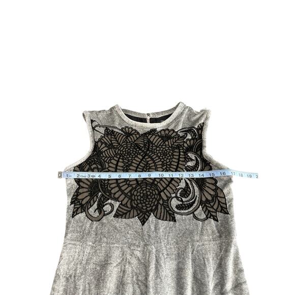 Yigal Azroul Gray Black Dressy Emo Goth Vamp Velvet Sleeveless Dress Size 10 - Picture 11 of 13